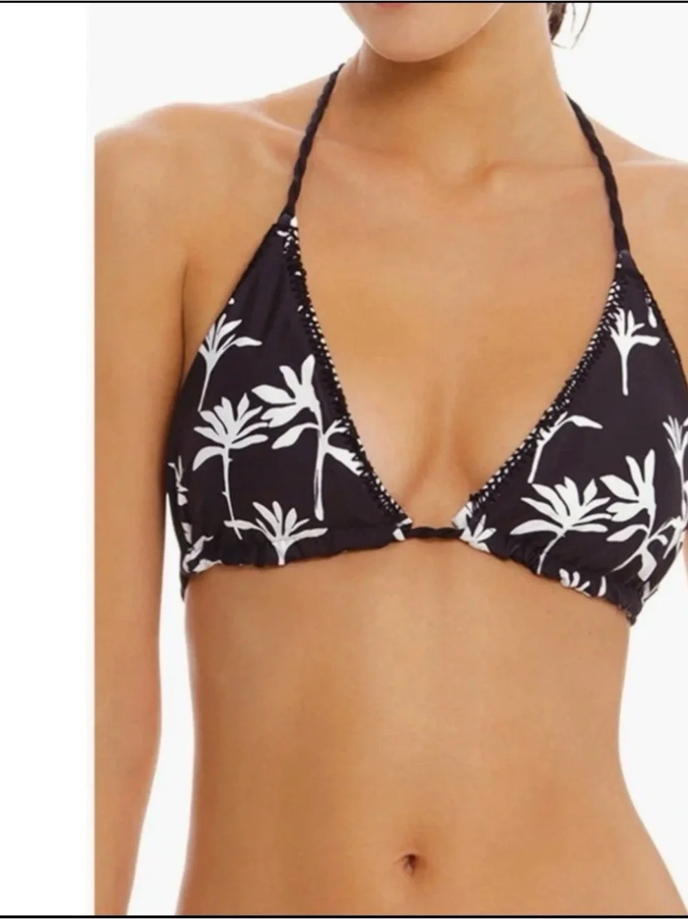 Cosita Linda Reversible Black & White Palm Print Triangle Bikini Swim Suit Set
